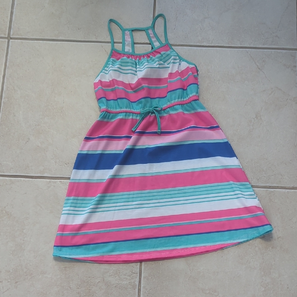 Striped Lilt Pink and Teal Girls Dress Size 7